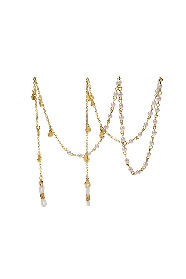 Gyrosphere Sangle de Lunettes chaînes de Lunettes for Femmes Coquille de cuivre Perle avec Boucle en Silicone élégant Cordon 