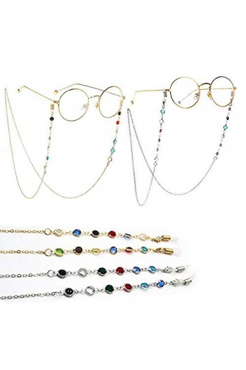 PhoenixDN 2 Pièces Chaînes Lunettes, Cordon Lunettes Fantasie, Chaîne de Lunettes en Acier Inoxydable, pour Femmes Lunettes L