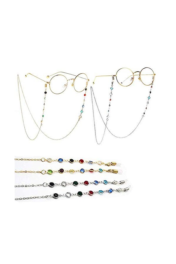 PhoenixDN 2 Pièces Chaînes Lunettes, Cordon Lunettes Fantasie, Chaîne de Lunettes en Acier Inoxydable, pour Femmes Lunettes L