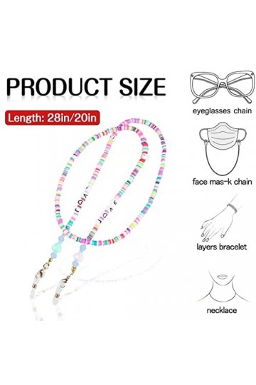 GELASGO Chaîne de lunettes pour femme, cordon de masque pour lunettes autour du cou, chaîne de retenue pour lunettes de solei