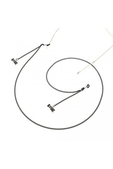 HOOENG Sangle de Lunettes Lunettes lanière for Femmes Noir Lettre damour Pendentif Cou chaîne élégant Lunettes Cordon Lunett