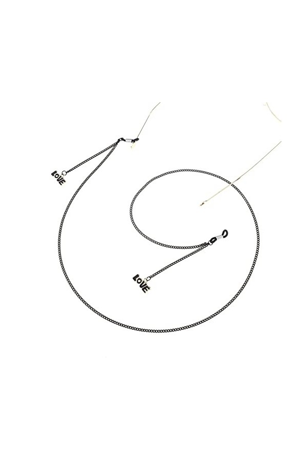 HOOENG Sangle de Lunettes Lunettes lanière for Femmes Noir Lettre damour Pendentif Cou chaîne élégant Lunettes Cordon Lunett