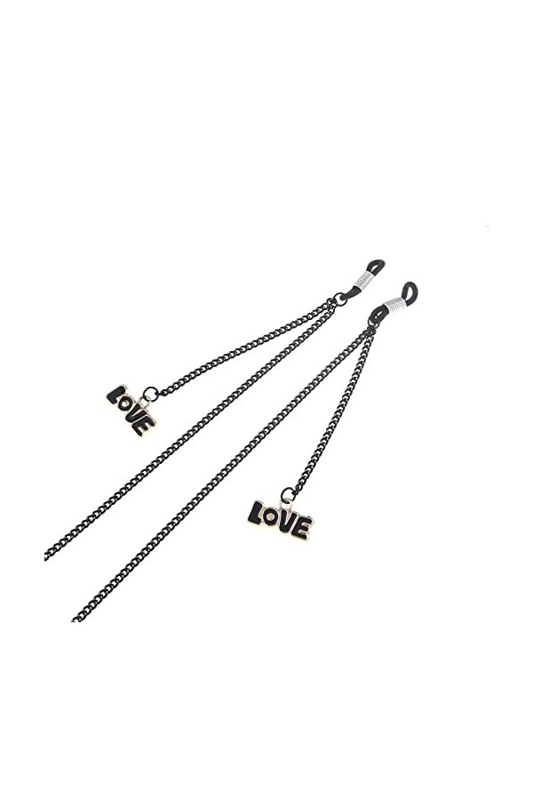 HOOENG Sangle de Lunettes Lunettes lanière for Femmes Noir Lettre damour Pendentif Cou chaîne élégant Lunettes Cordon Lunett