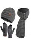 Yutdeng Femme Bonnet Tricot Cozy Écharpe Longue Hiver Chaud Gants Écran Tactile Homme Ensemble de Chapeau Bonnet Polaire Gant