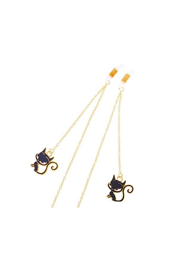 Gyrosphere Chaînes de Lunettes de Lunettes for Femmes métal Pendentif Chat Noir chaîne de Cou Lunettes élégantes Cordon Sangl