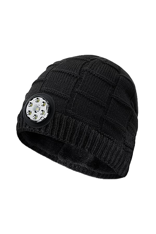 COTOP Chapeau cadeau de Noël pour homme et femme avec lumière LED, bonnet dhiver Bonnet pour homme avec lumière LED pour ski