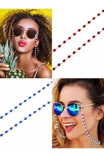 8 Pièces Chaînes de Lunettes cordon lunettes femme Sangle de Lunettes de Soleil en Perles Chaîne de Retenue de Lunettes Éléga