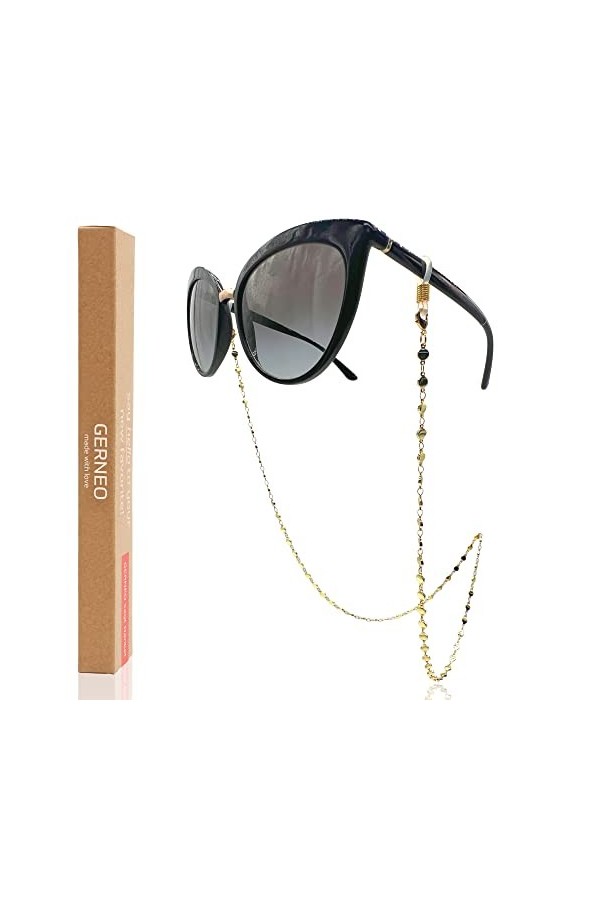 GERNEO® – Porto - Chaîne de lunettes et porte-masque résistant à la corrosion - Plaqué or ou argenté - Chaîne de lunettes de 