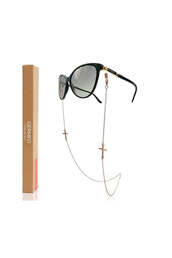 GERNEO® Rome - Chaîne de lunettes résistante à la corrosion et porte-masque - Plaqué or ou argenté - Chaîne de lunettes et co