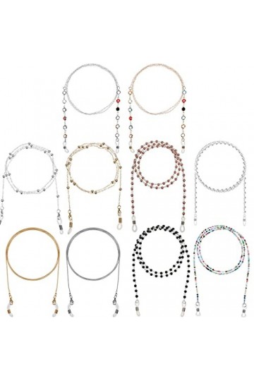 10 Pièces Titulaire Chaîne Collier pour Masque, Chaînes de Lunettes Support de Sangle de Lunettes Perle Sangle de Collier de 