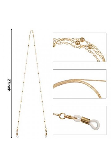 10 Pièces Titulaire Chaîne Collier pour Masque, Chaînes de Lunettes Support de Sangle de Lunettes Perle Sangle de Collier de 