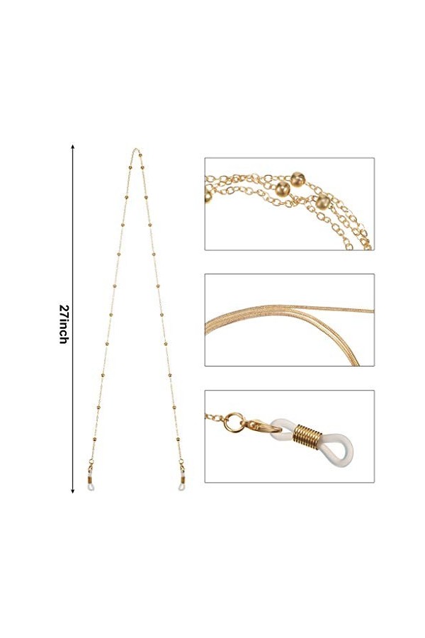 10 Pièces Titulaire Chaîne Collier pour Masque, Chaînes de Lunettes Support de Sangle de Lunettes Perle Sangle de Collier de 