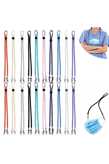 20 Pièces Lanière Couverture de Visage Réglable, Corde de Lunettes Réglable Universel, pour Chaîne de Masque Enfants/Femmes/H