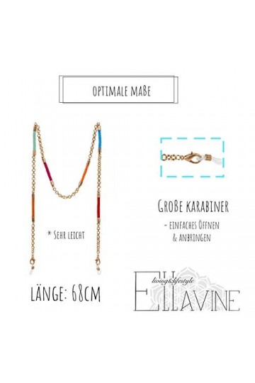 Ellavine 2 en 1 chaîne de masque & chaîne de lunettes - chaîne stylée or multicolore couleurs vives - design de haute qualité