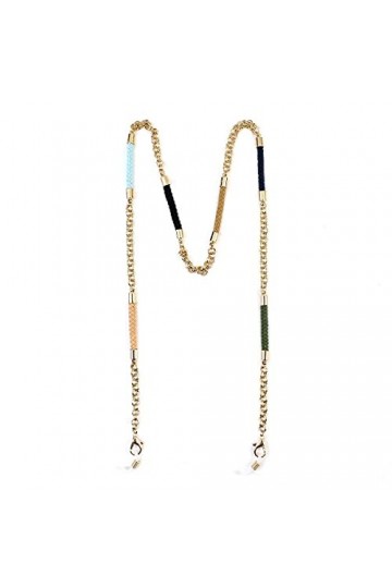 Ellavine 2 en 1 chaîne de masque & chaîne de lunettes - chaîne stylée or multicolore tons naturels - design de haute qualité 