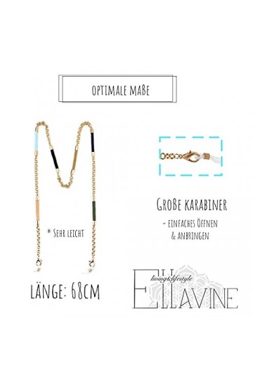 Ellavine 2 en 1 chaîne de masque & chaîne de lunettes - chaîne stylée or multicolore tons naturels - design de haute qualité 