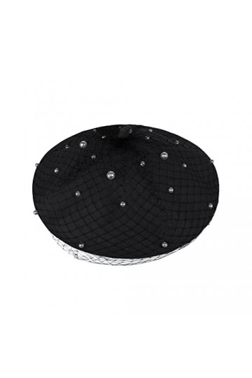 Béret en laine pour femme,Style français,Béret avec voile de perles,Chapeau chaud français pour femme,Bonnet dhiver,Couleur 