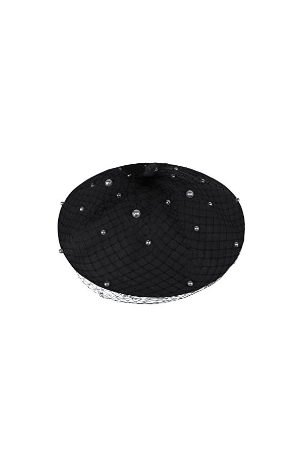 Béret en laine pour femme,Style français,Béret avec voile de perles,Chapeau chaud français pour femme,Bonnet dhiver,Couleur 