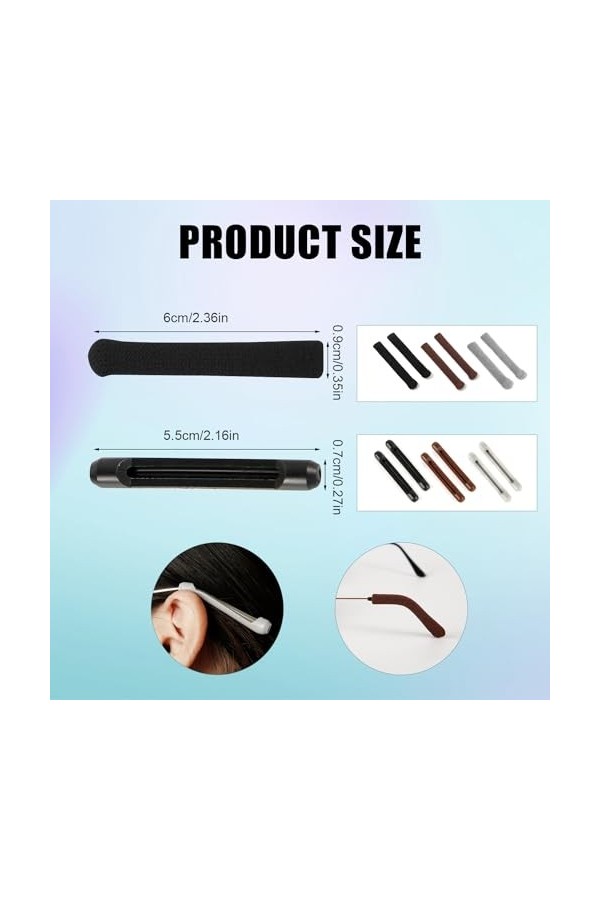 lasuroa 6 Paires de Coussinets dOreille pour Lunettes, Silicone + Coton Tricoté, Anti Glisse, Protege Branche Lunette pour E