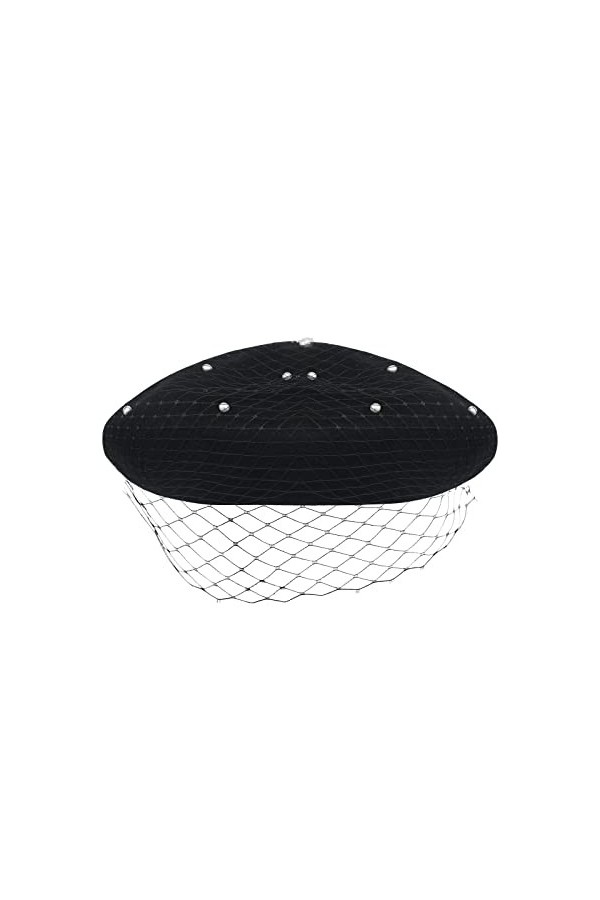 Béret en laine pour femme,Style français,Béret avec voile de perles,Chapeau chaud français pour femme,Bonnet dhiver,Couleur 