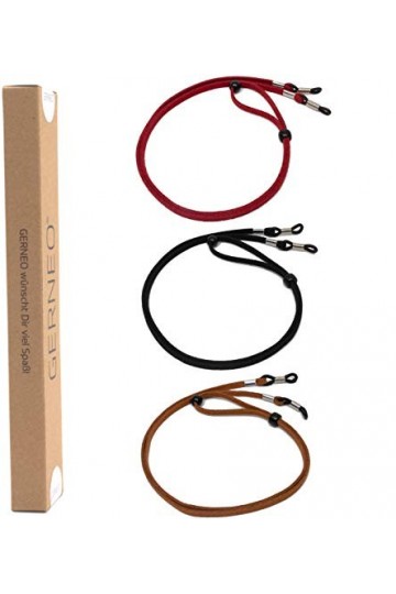 GERNEO® - Valencia - Cordon de lunettes de haute qualité aspect daim - Unisexe PU cordon pour lunettes de soleil - Supports a