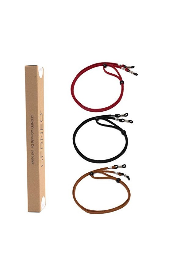 GERNEO® - Valencia - Cordon de lunettes de haute qualité aspect daim - Unisexe PU cordon pour lunettes de soleil - Supports a