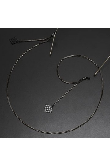 SEJAS Longe de Lunettes Chaînes de Lunettes for Femmes Chaînes de Masque en métal avec Pendentif Noir Cordon de Lunettes de M