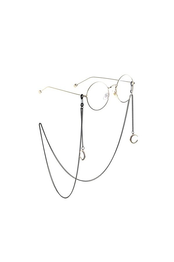 DJLORD Chaînes de Lunettes Longe de Lunettes for Femmes Pendentif de Lune Noire Chaînes de Masque Cordon de Lunettes de Mode