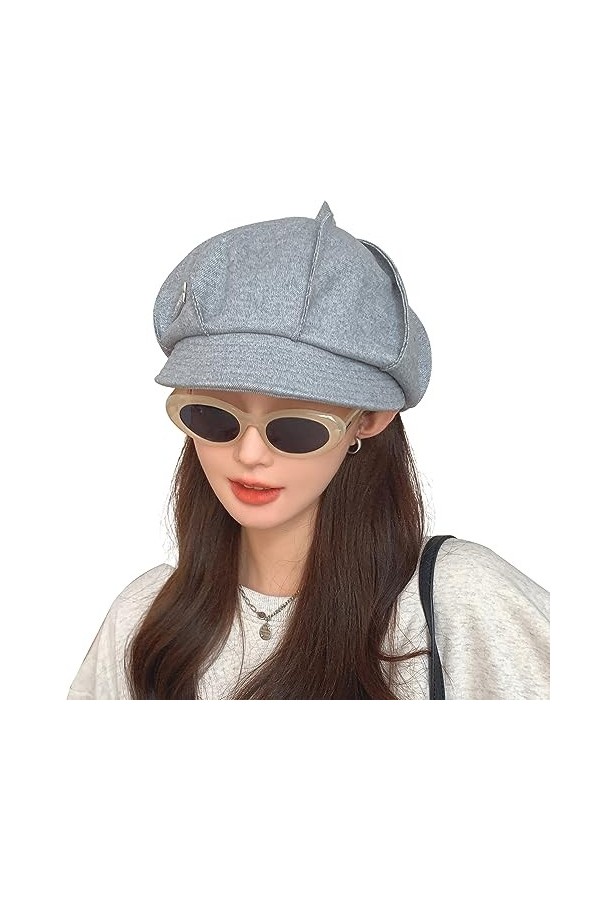 WANYIG Béret pour femme - Style rétro japonais - Béret en coton - Chapeau de peintre - Confortable et chaud - Pour le printem