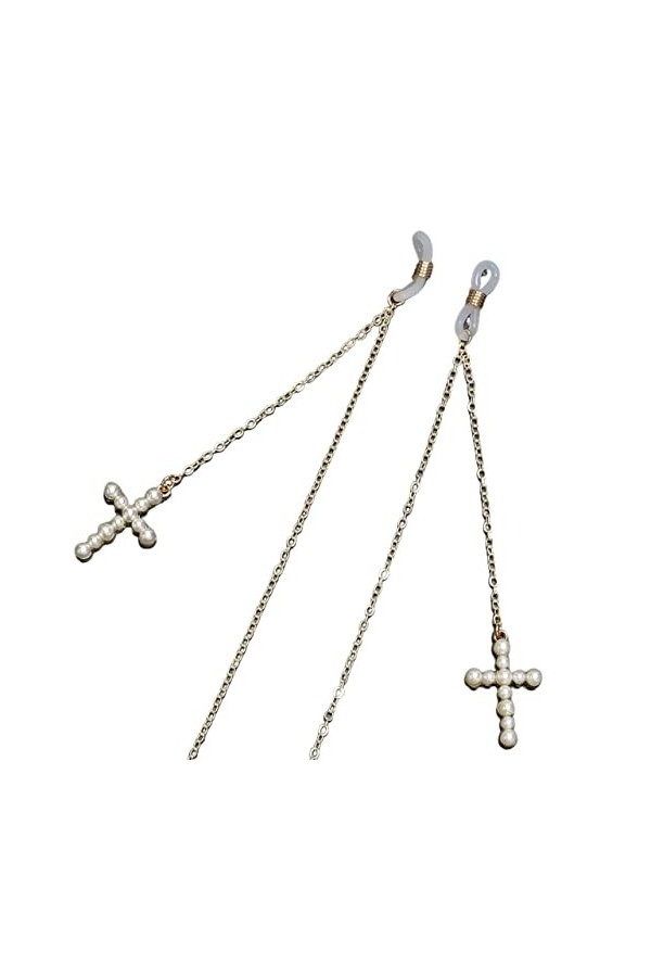 ENLLY Lunettes Longe Lunettes Chaînes for Femmes Perle Croix Pendentif en Métal Collier Élégant Lunettes Cordon