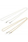 2 Pièces Chaîne de Lunettes Cordon Chaîne de Lunettes Retenue avec 6 Pièces Bague en Silicone