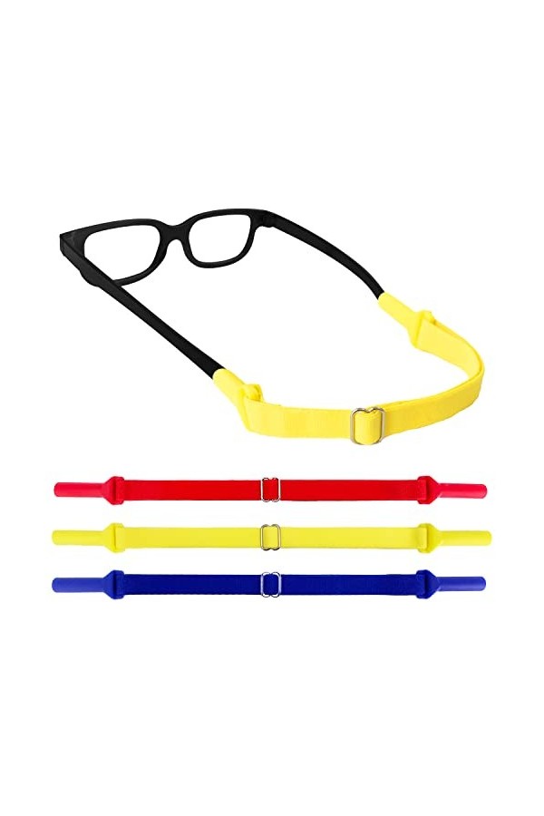 UoQo Lot de 3 sangles de lunettes réglables antidérapantes en silicone élastique pour lunettes de soleil - Sans queue - Cordo