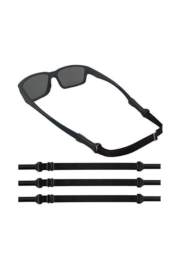 UoQo Lot de 3 sangles de lunettes réglables antidérapantes en silicone élastique pour lunettes de soleil - Sans queue - Cordo