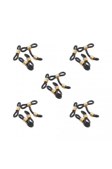 Paowsietiviity Lot de 50 embouts de lunettes pour réparation de chaîne et de cordon Blanc argenté, Lot de 5 noir doré , 2.3x