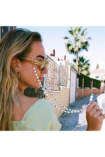 Bohend Mode Chaîne de lunettes de soleil Paquet de 2 perle Chaîne de masque facial Femmes Perles Pour lunettes de soleil et m