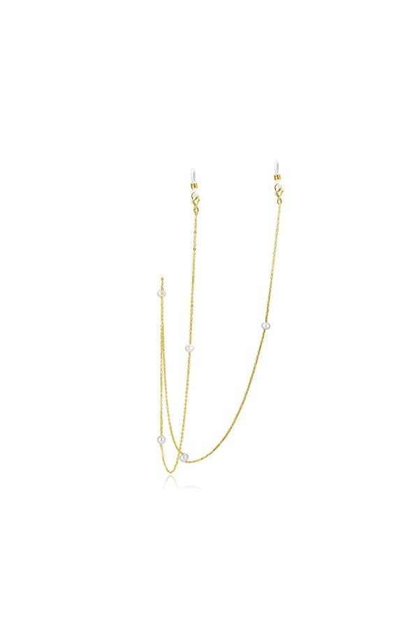 Chaîne de lunettes avec perles de culture deau douce blanches, chaîne de lunettes avec boucle en silicone transparent, 71,1 