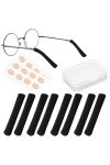 Lot de 4 paires dembouts en coton doux pour lunettes - Coussinets doreille antidérapants et élastiques - Avec boîte de rang