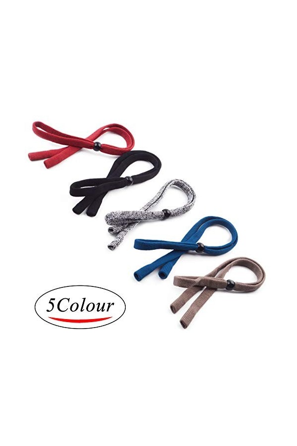 Aylifu Cordon de Lunettes, 5pcs Corde à Lunettes Réglable en Nylon Chaîne De Lunettes Attache Lunettes Sangles pour homme fem