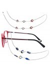 Gresunny cordon lunettes femme 2pcs chaîne de lunettes cordon de lunettes en perles anti-perte sangle de retenue de lunettes 