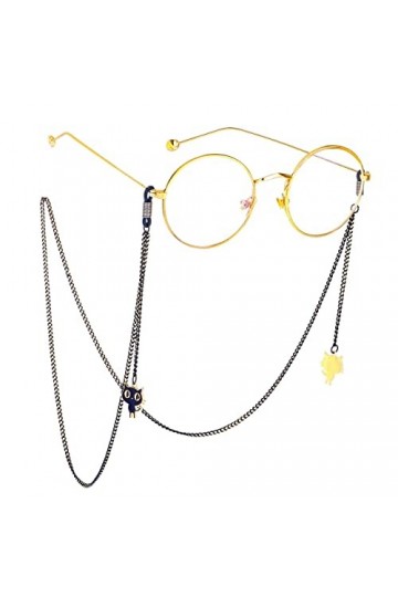 HOOENG Chaînes de Lunettes de Lunettes for Femmes Pendentif Chat Noir chaînes de Masque chaîne doeil de Mode Porte-chaîne Lu
