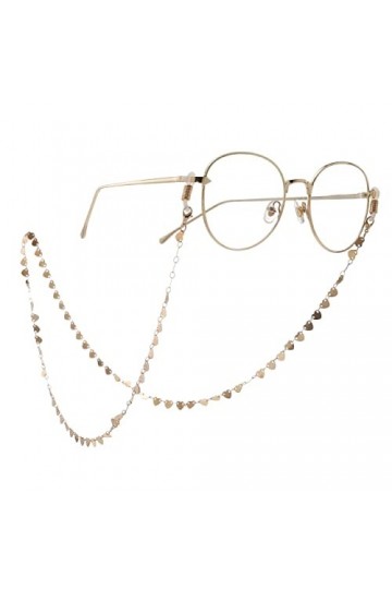 ENLLY Longe de Lunettes Sangle de Lunettes for Femmes Chaînes de Masque en Forme de Coeur en métal Cordon de Lunettes élégant