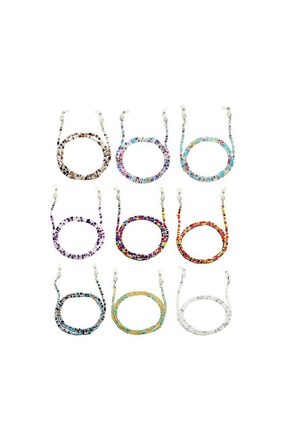 HczIon Chaîne Lunettes 2 Morceaux De Perles Lunettes Chaîne Anti Perte Cordon Couleur Perle Lunettes De Soleil Chaîne Lunette