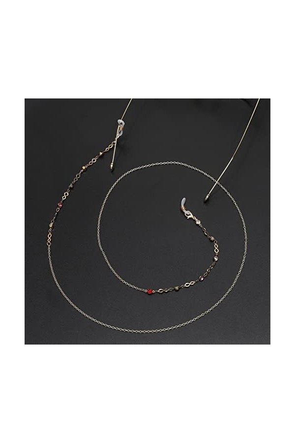 HOOENG Sangle Lunettes chaînes for Femmes coloré Strass Cou chaîne rétro élégant Lunettes retenue Lunettes Cordon