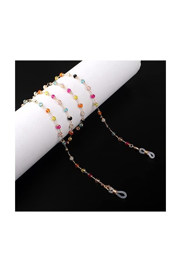 WEPINS Chaînes de Lunettes Sangle de Lunettes for Femmes Chaînes de Masque perlées en Cristal coloré Cordon de Lunettes éléga