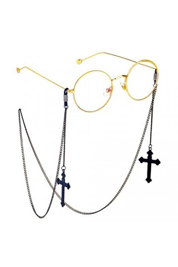 ENLLY Lunettes Chaînes De Lunettes for Femmes Noir Croix Pendentif Lunettes De Retenue Élégant Lunettes Cordon
