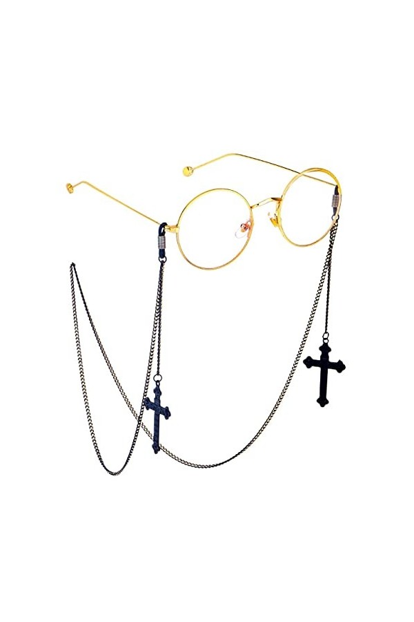 ENLLY Lunettes Chaînes De Lunettes for Femmes Noir Croix Pendentif Lunettes De Retenue Élégant Lunettes Cordon