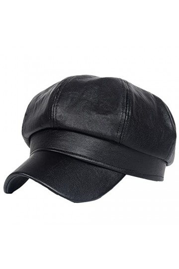 RDWESZOD Casquette Newsboy tendance pour femme - En cuir synthétique - Avec visière plate - Pour lautomne et le printemps et