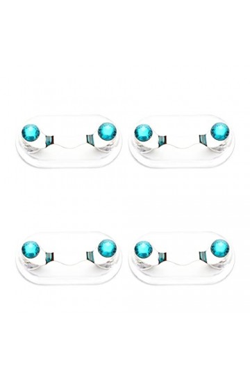 Lot de 4 porte-lunettes magnétiques en acier inoxydable avec cristaux et perles 12 couleurs, Vert 1, taille unique