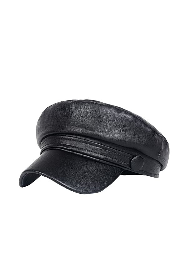 RDWESZOD Casquette Newsboy tendance pour femme - En cuir synthétique - Avec visière plate - Pour lautomne et le printemps et