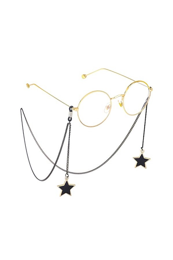 Gyrosphere Longe Lunettes chaînes for Femmes Noir étoile Pendentif Lunettes retenue Mode Titulaire chaînes Lunettes Cordon